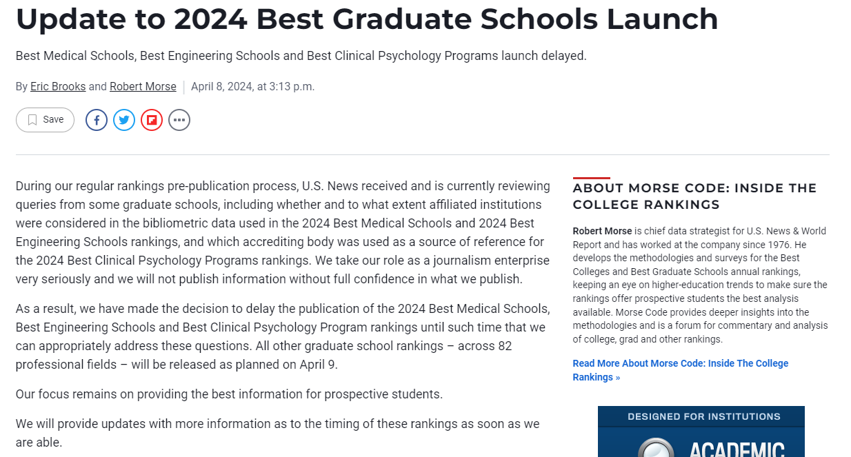 US News發布2025年最佳研究生院校排名！斯坦福登頂，哥大跌出前十